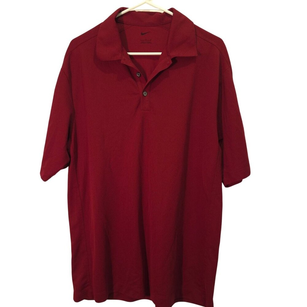 Nike Dri-Fit Red Polo Shirt Men's Large Golf Athletic Casual Top